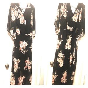 Avenue Sheer Black Floral Dress